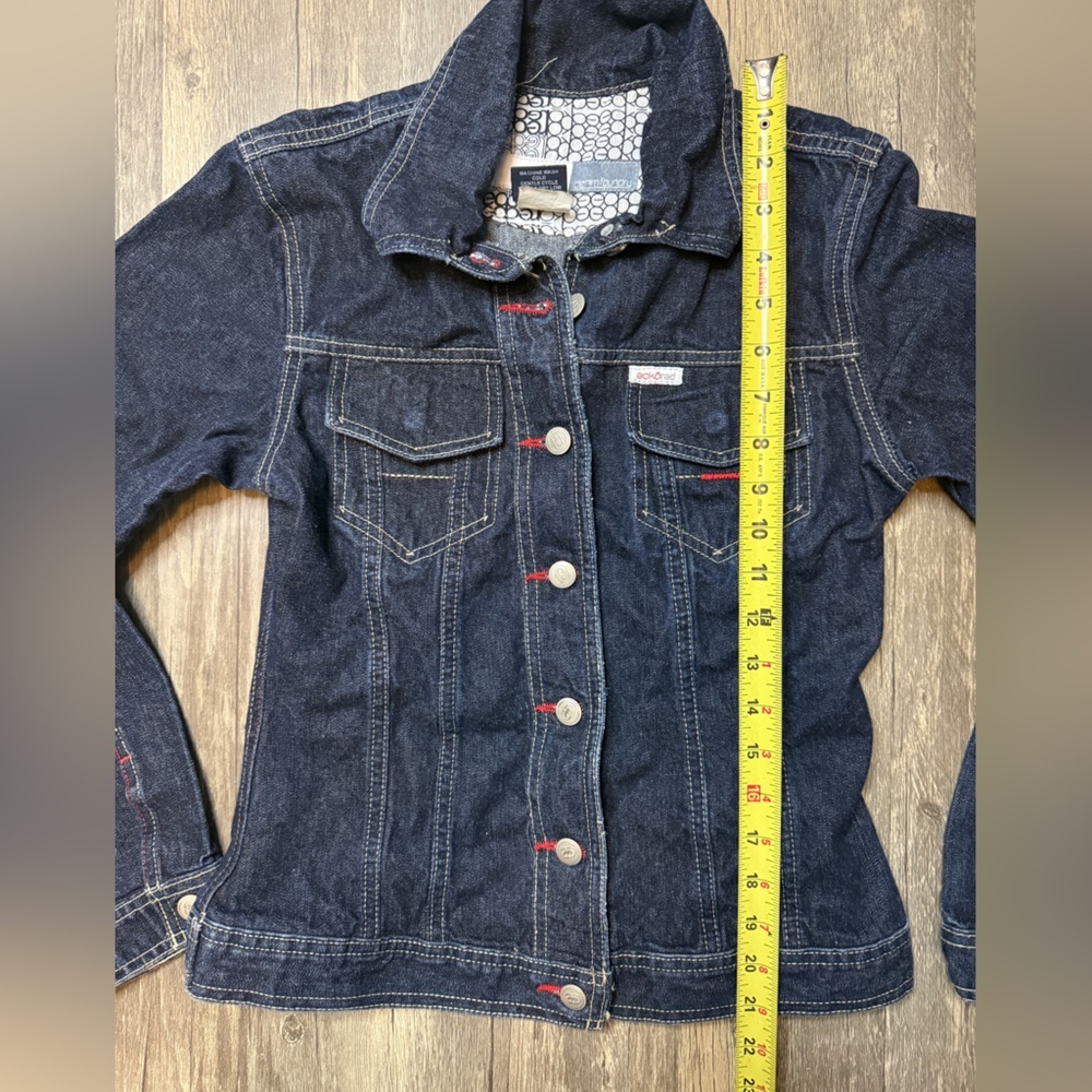 Ecko Red Denim Jacket Womens M Dark Wash Y2K Vintage Streetwear Trucker - Picture 4 of 7